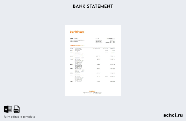 цифровая загрузка шаблона Excel банковской выписки Bankinter Испании